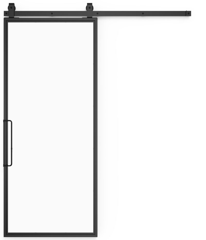 Custom Glass Barn Door - Steel Glass and Style
