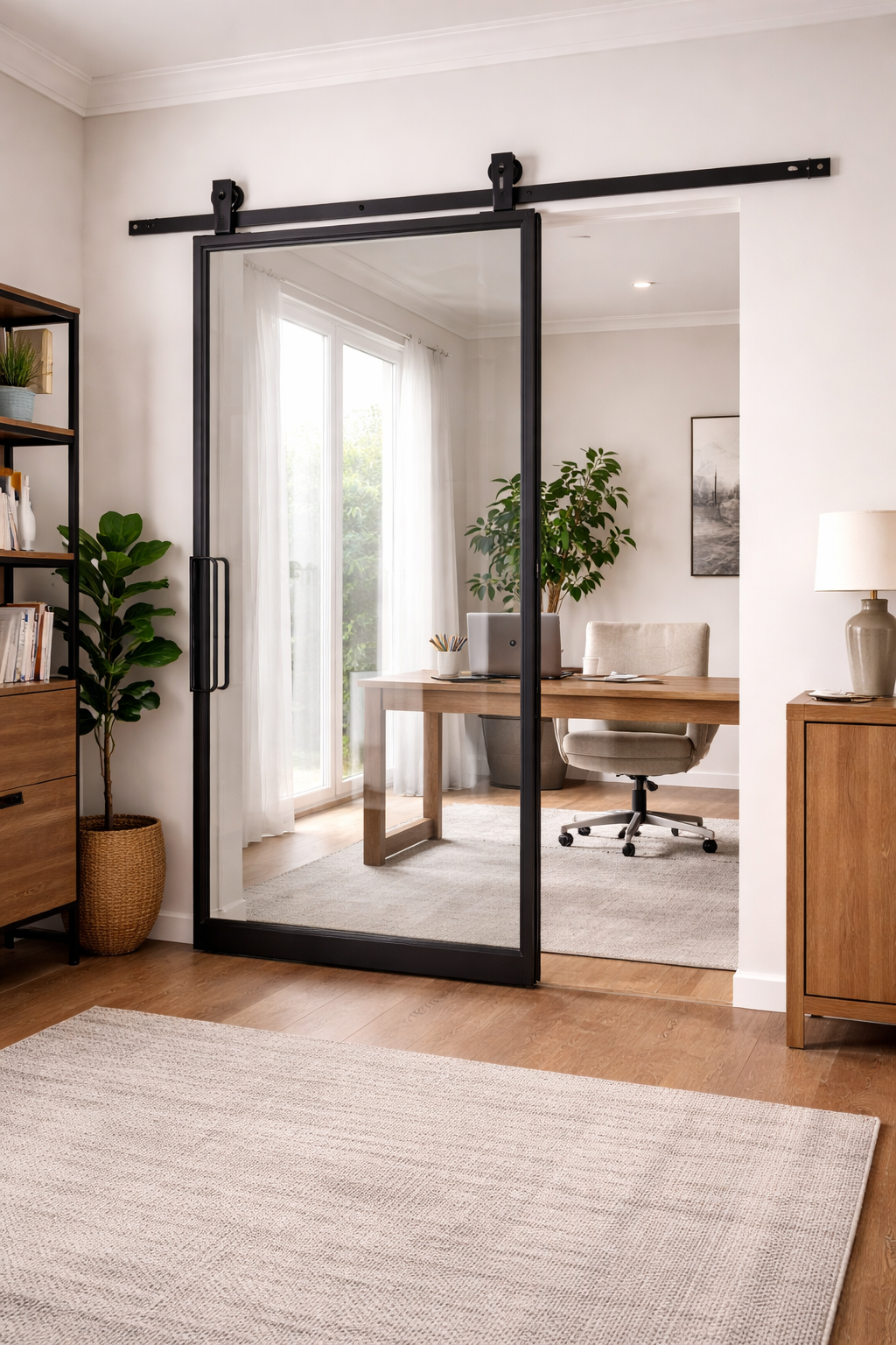 Custom Glass Barn Door - Steel Glass and Style